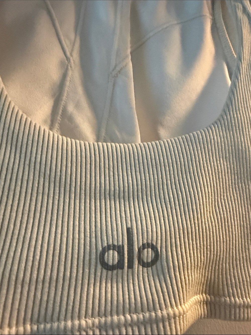 ALO Yoga Ribbed Racerback Sports Bra - Cream - Picture 2 of 4